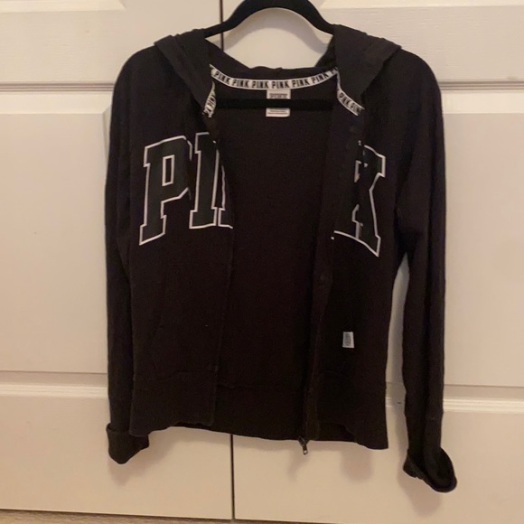 Brand new black zip up hoodie from pink - Picture 2 of 3